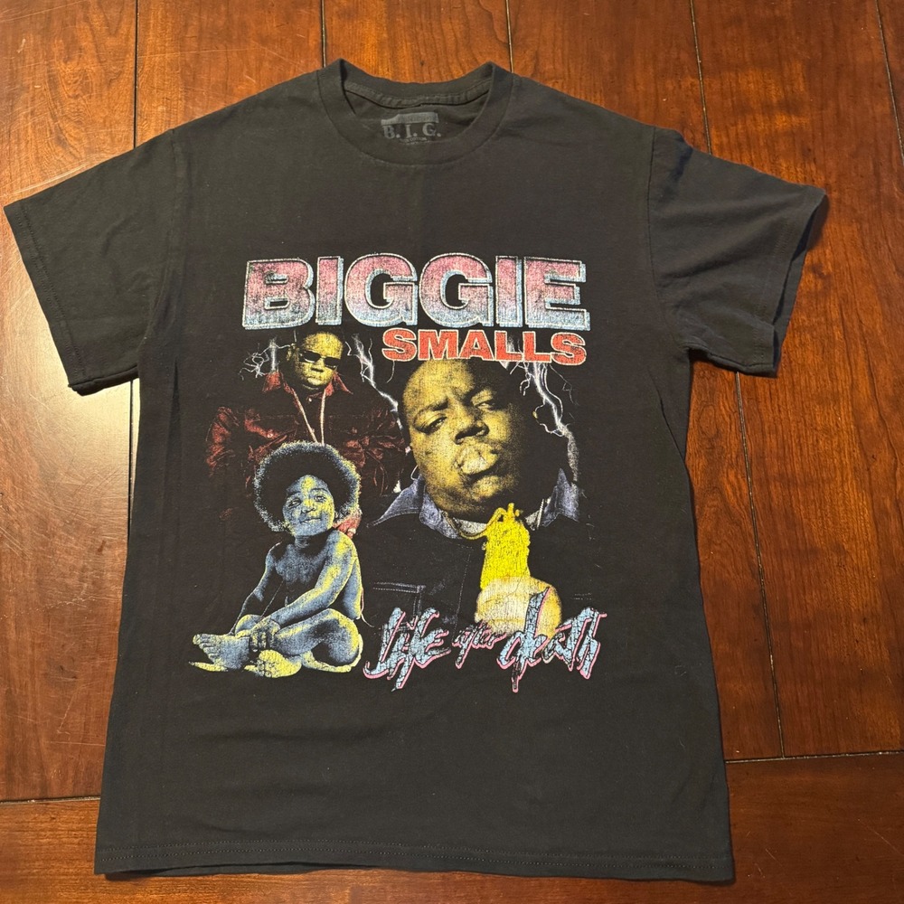 Biggie Smalls vintage T-Shirt Life‎ After Death Graphic Print Black Mens